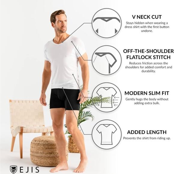 Sweatproof Undershirt Mens Modal V Neck w Sweat Pads XXLarge - Picture 4 of 12